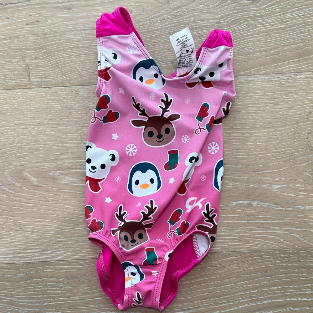 GK Elite Pink Holiday Themed
Size toddler Gymnastics or Dance Leoatrd